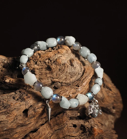 Браслет женский из Аквамарина и Лабрадора