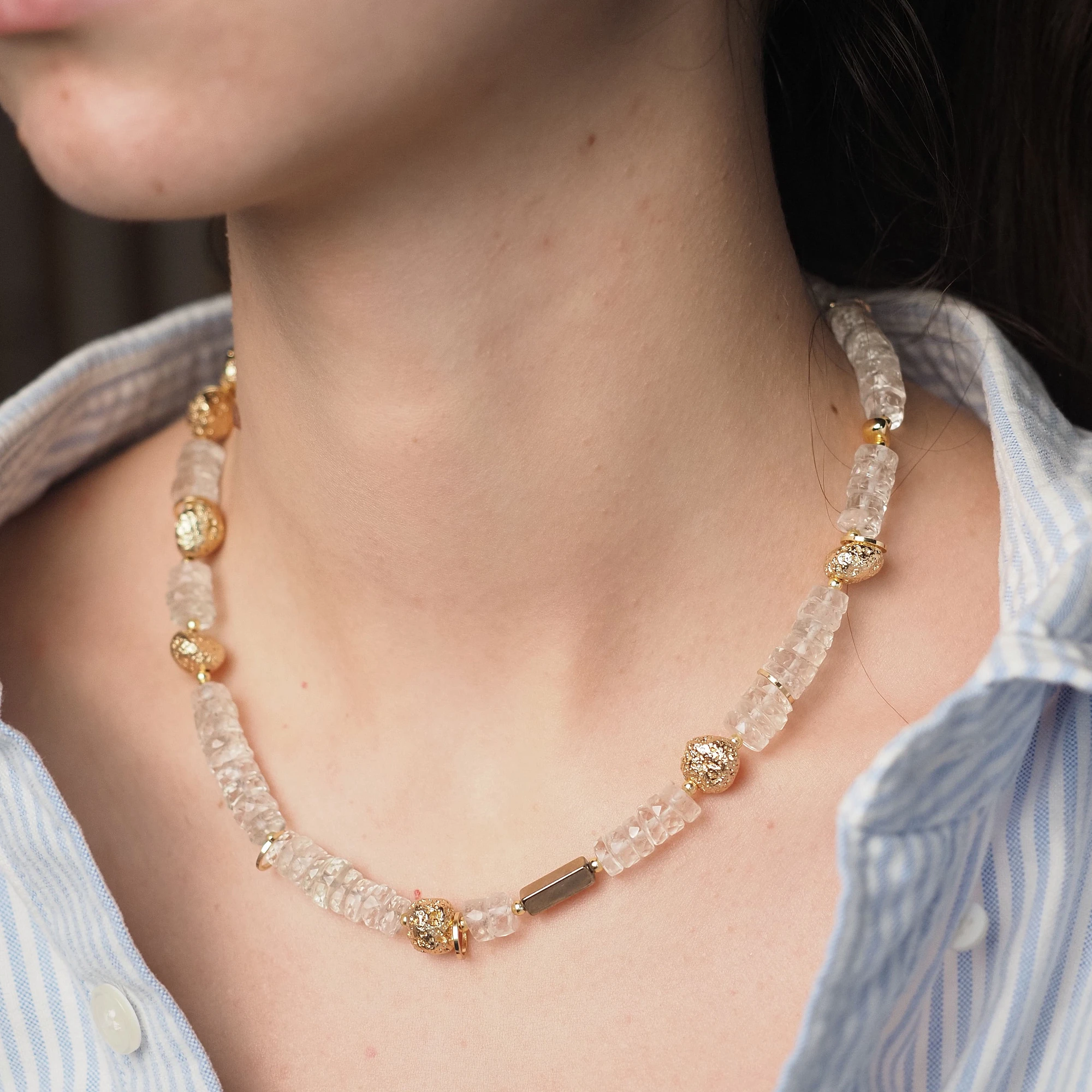 Чокер женский из зеленого Аметиста, Вулканита и Гематита