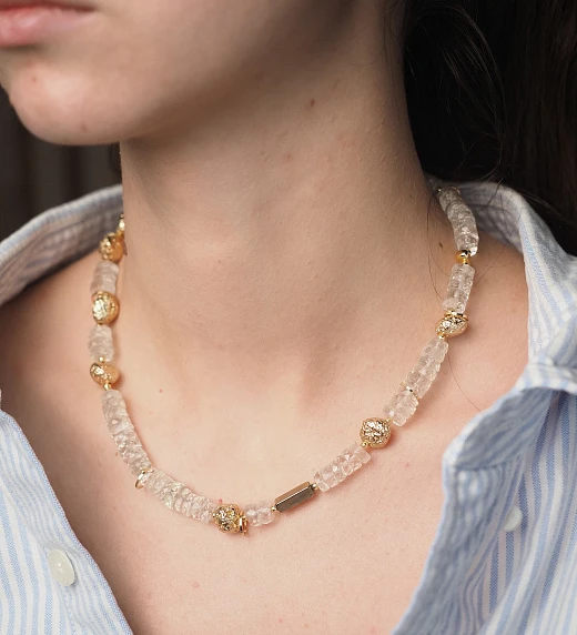 Чокер женский из зеленого Аметиста, Вулканита и Гематита