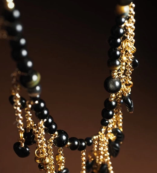 Чокер женский из Агата и Обсидиана