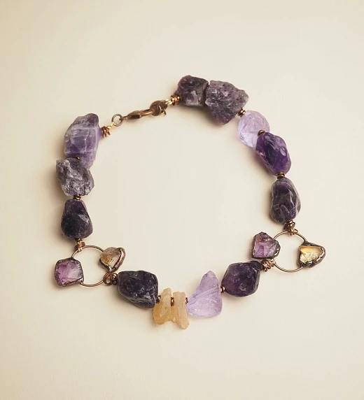 Колье из Аметиста и Цитрина