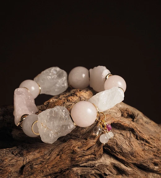 Браслет женский из Розового кварца №7
