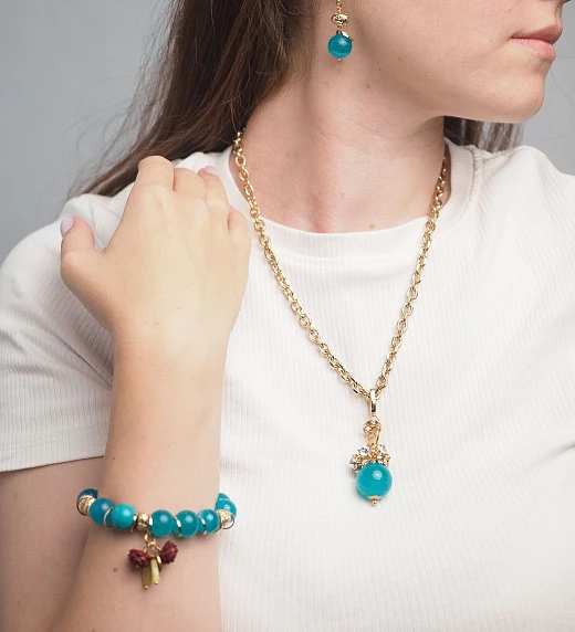 Серьги из Амазонита и Вулканита