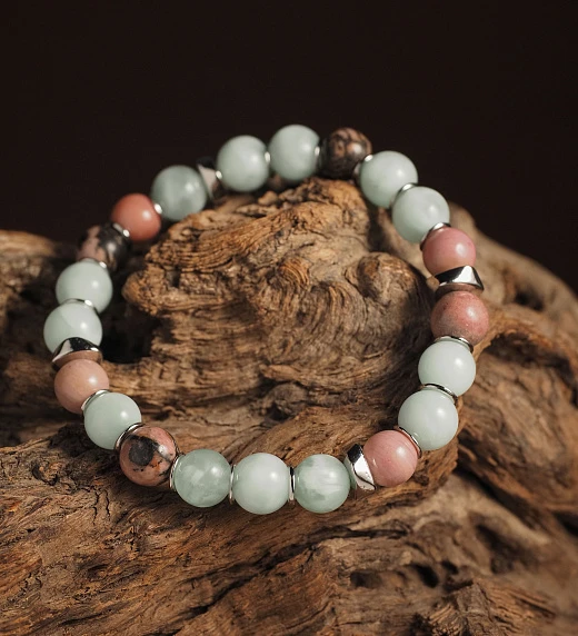 Браслет женский из Диопсида и Родонита №1