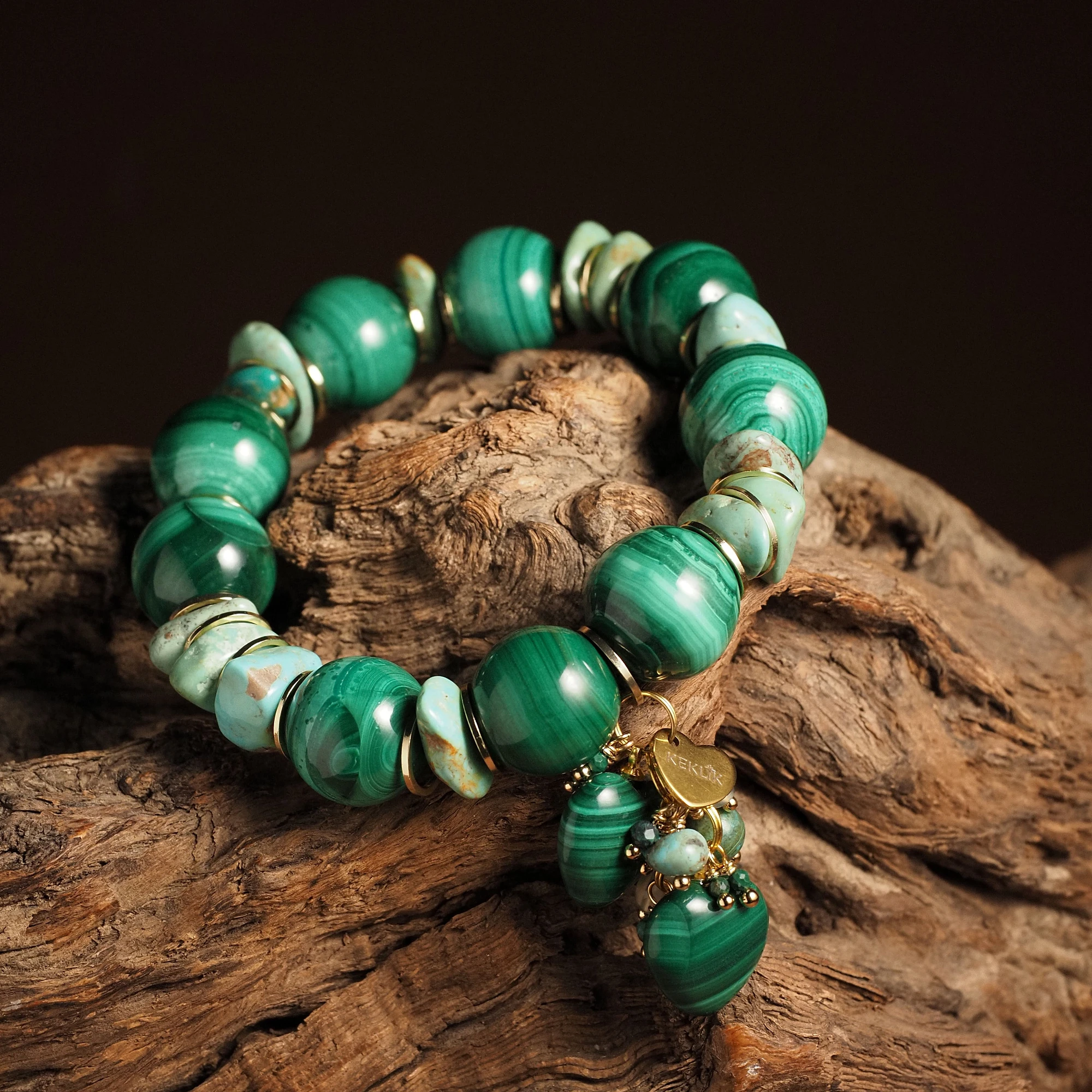 Браслет женский из Малахита и Бирюзы