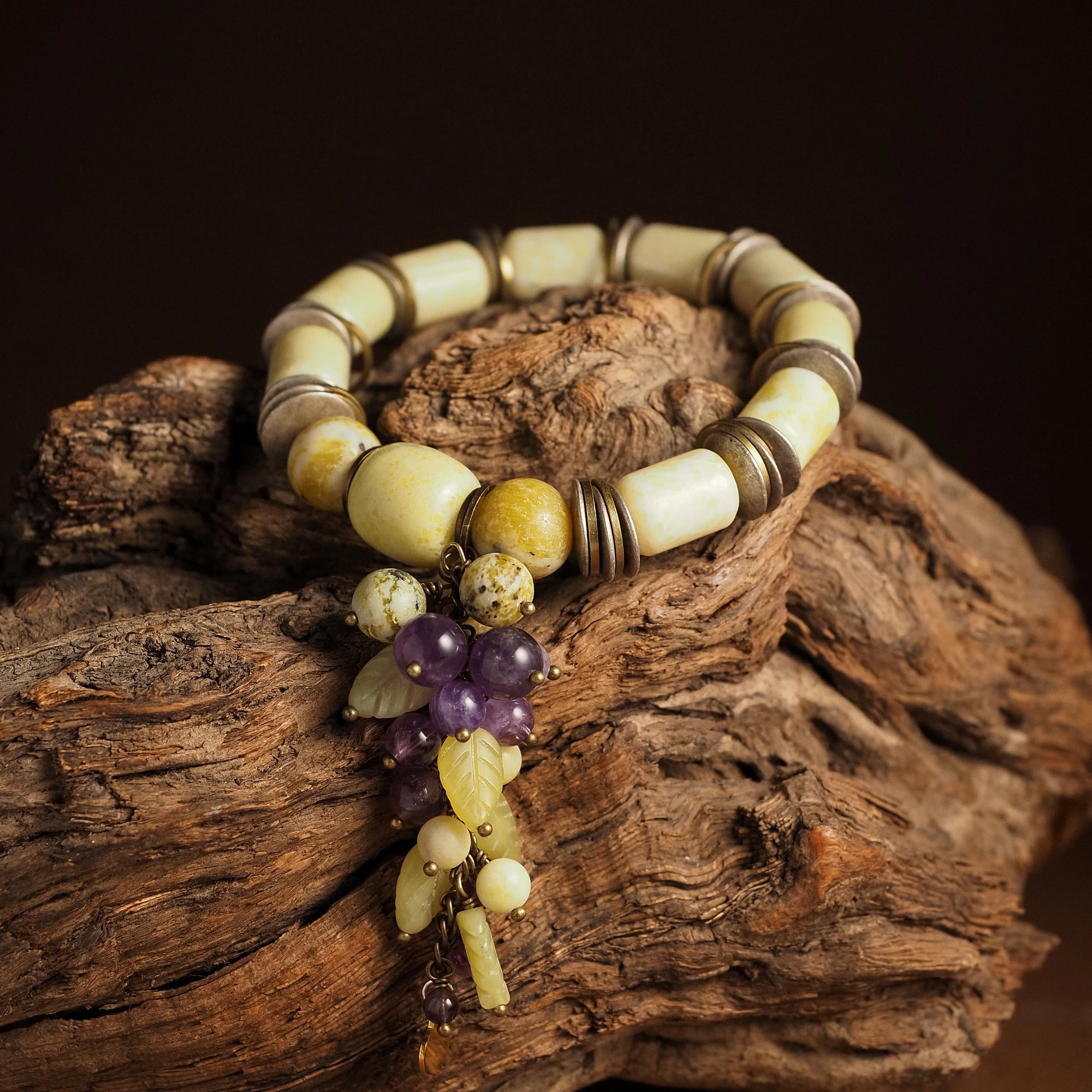 Браслет женский из Жадеита и Аметиста