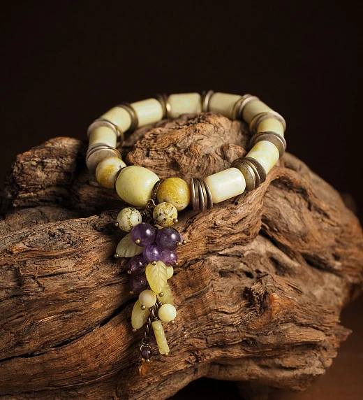 Браслет женский из Жадеита и Аметиста