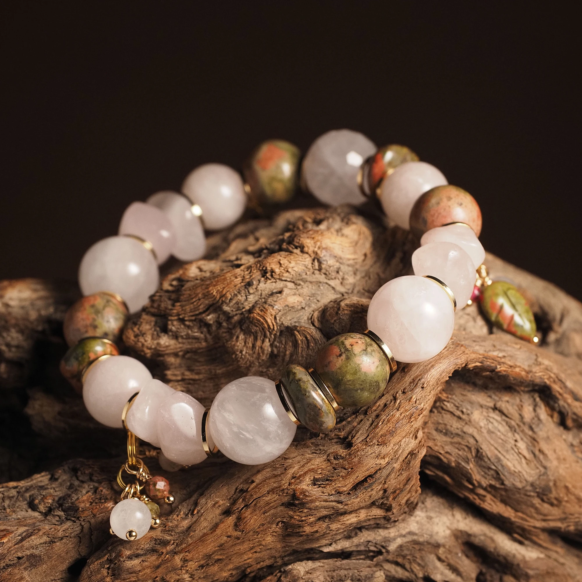 Браслет из Розового кварца и Яшмы женский