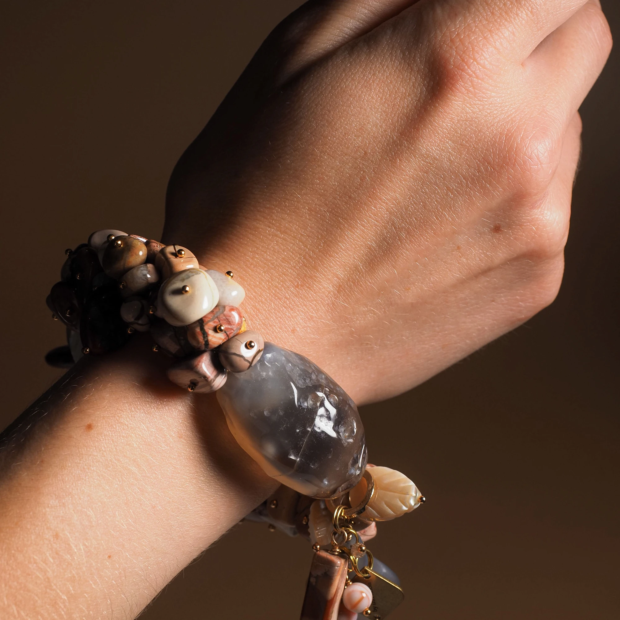 Браслет женский многокаменный из Яшмы и Агата