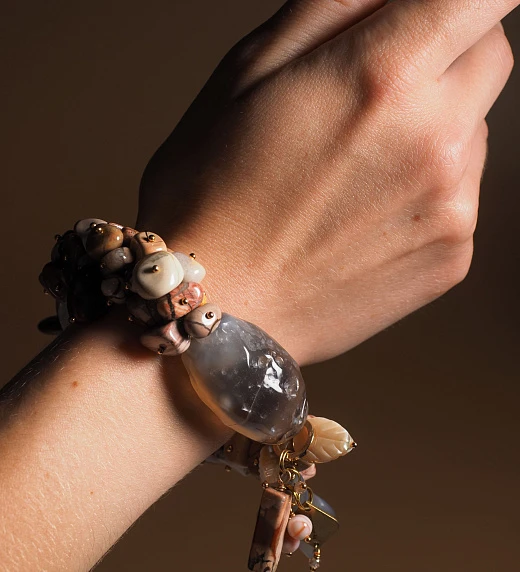 Браслет женский многокаменный из Яшмы и Агата