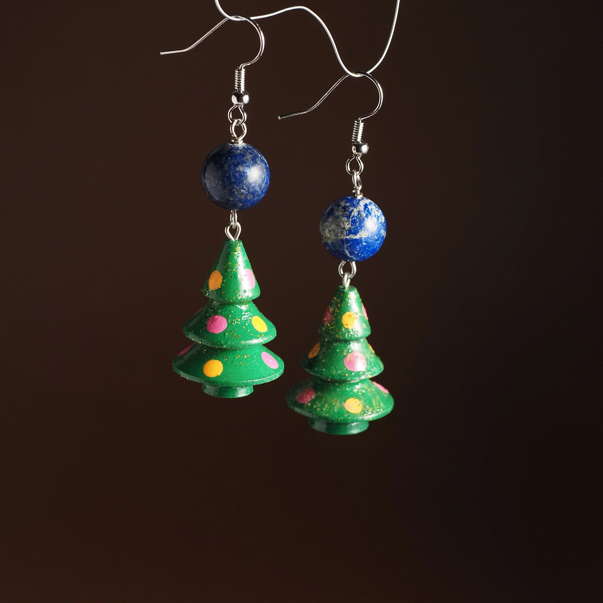 Серьги-елочки из Лазурита