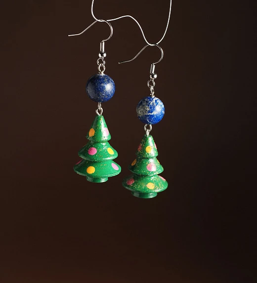 Серьги-елочки из Лазурита