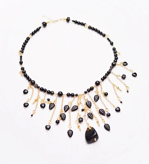 Чокер женский из Агата и Обсидиана