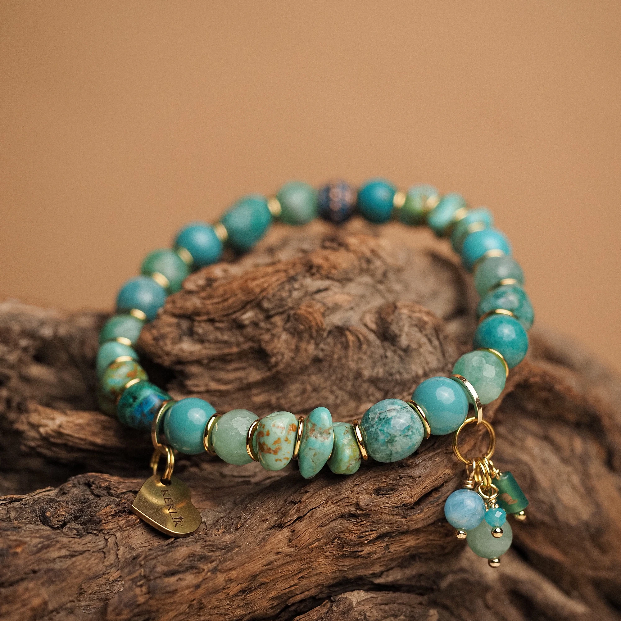 Браслет женский из Бирюзы, Хризоколлы и Хризопраза