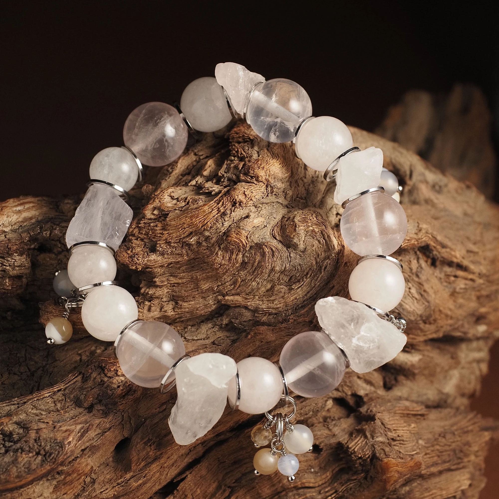 Браслет женский из Розового кварца №1