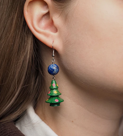 Серьги-елочки из Лазурита