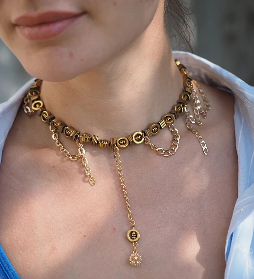 Чокер женский из Гематита №1