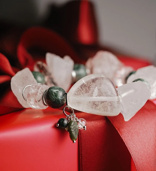 Браслет женский из Горного хрусталя и Серафинита №2