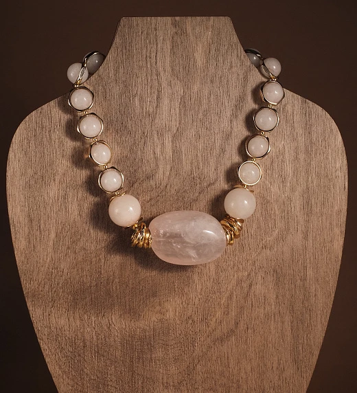 Чокер женский из Розового кварца №1