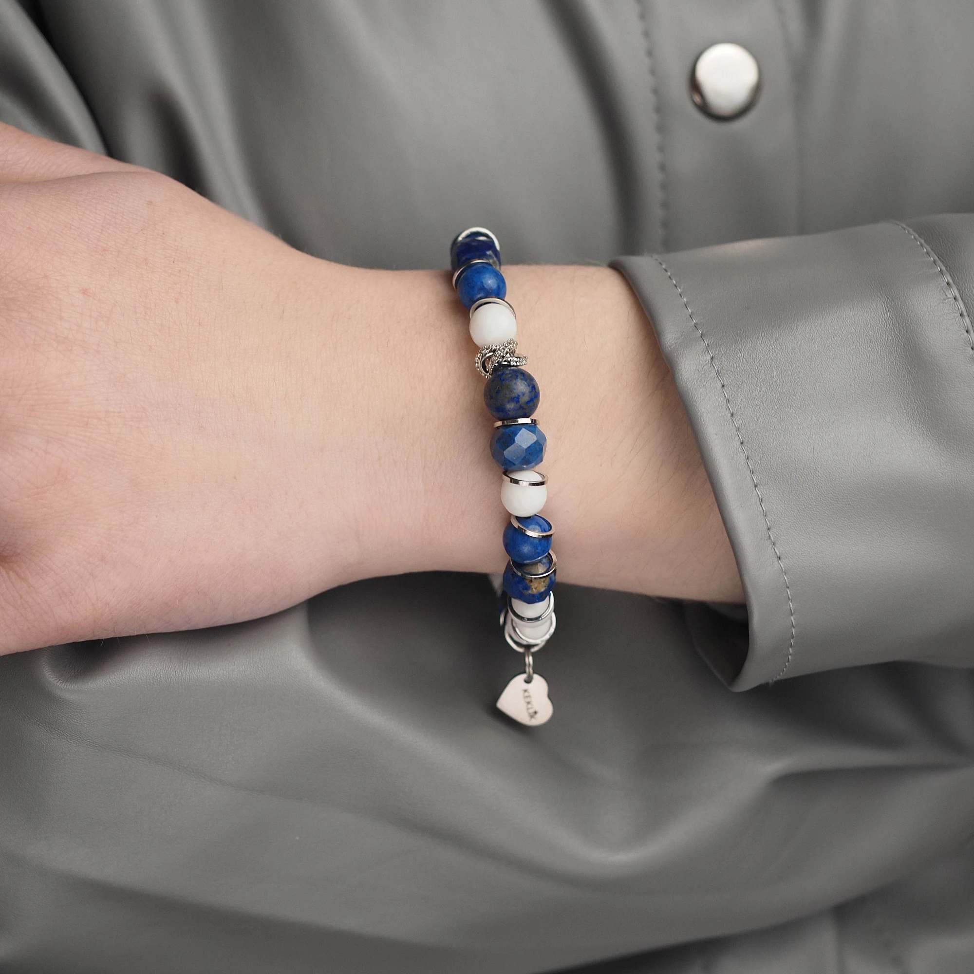 Браслет лаконичный из Агата и Лазурита