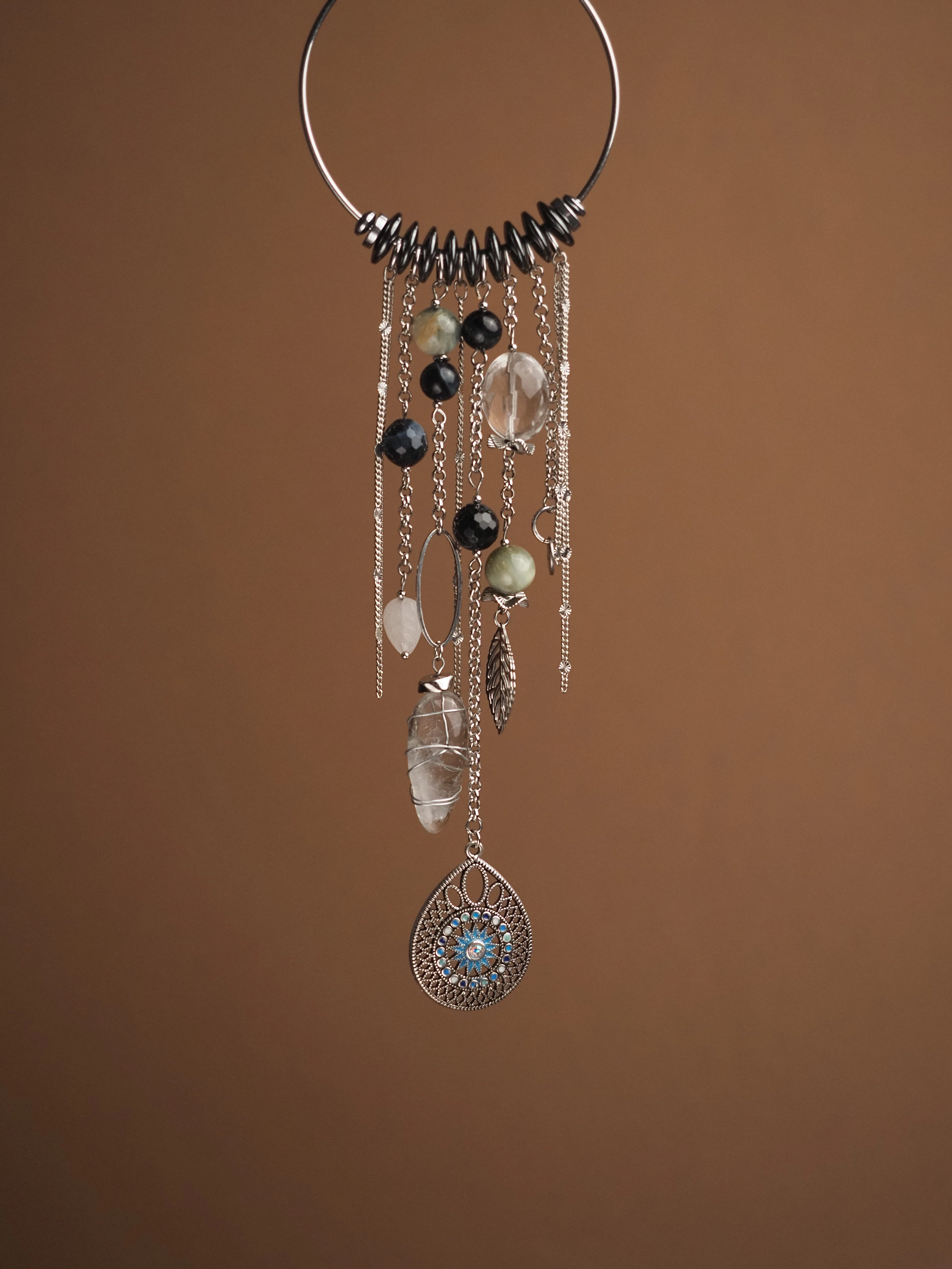 Подвеска в автомобиль/дом из Аметиста, Соколиного глаза и Тигрово-Соколиного глаза