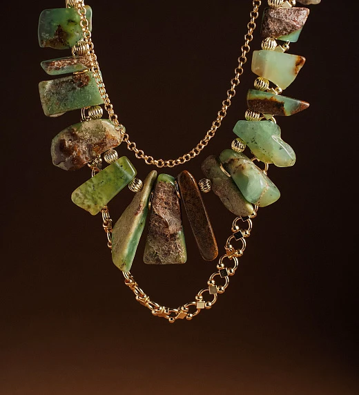 Чокер женский из Хризопраза