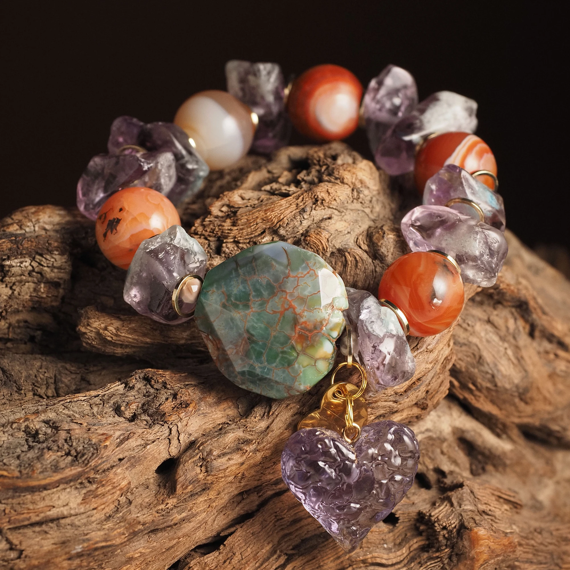 Браслет женский из Агата и Аметиста