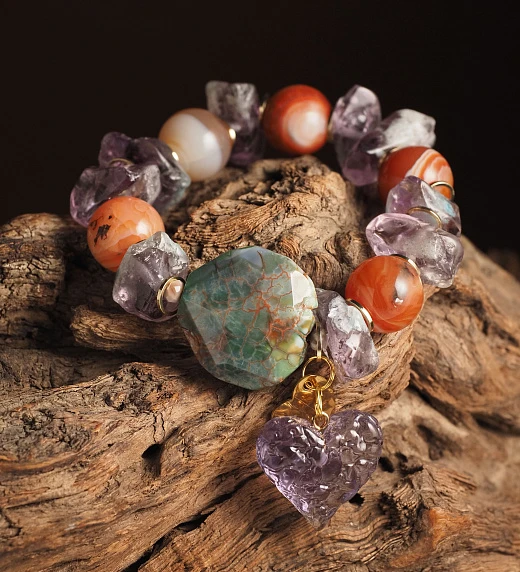 Браслет женский из Агата и Аметиста