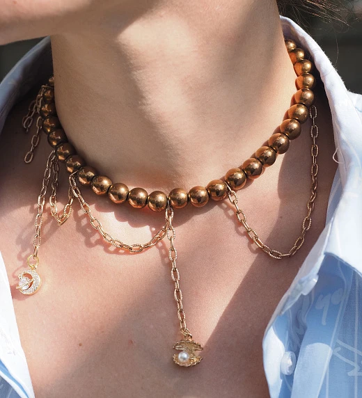 Чокер женский из Гематита №2