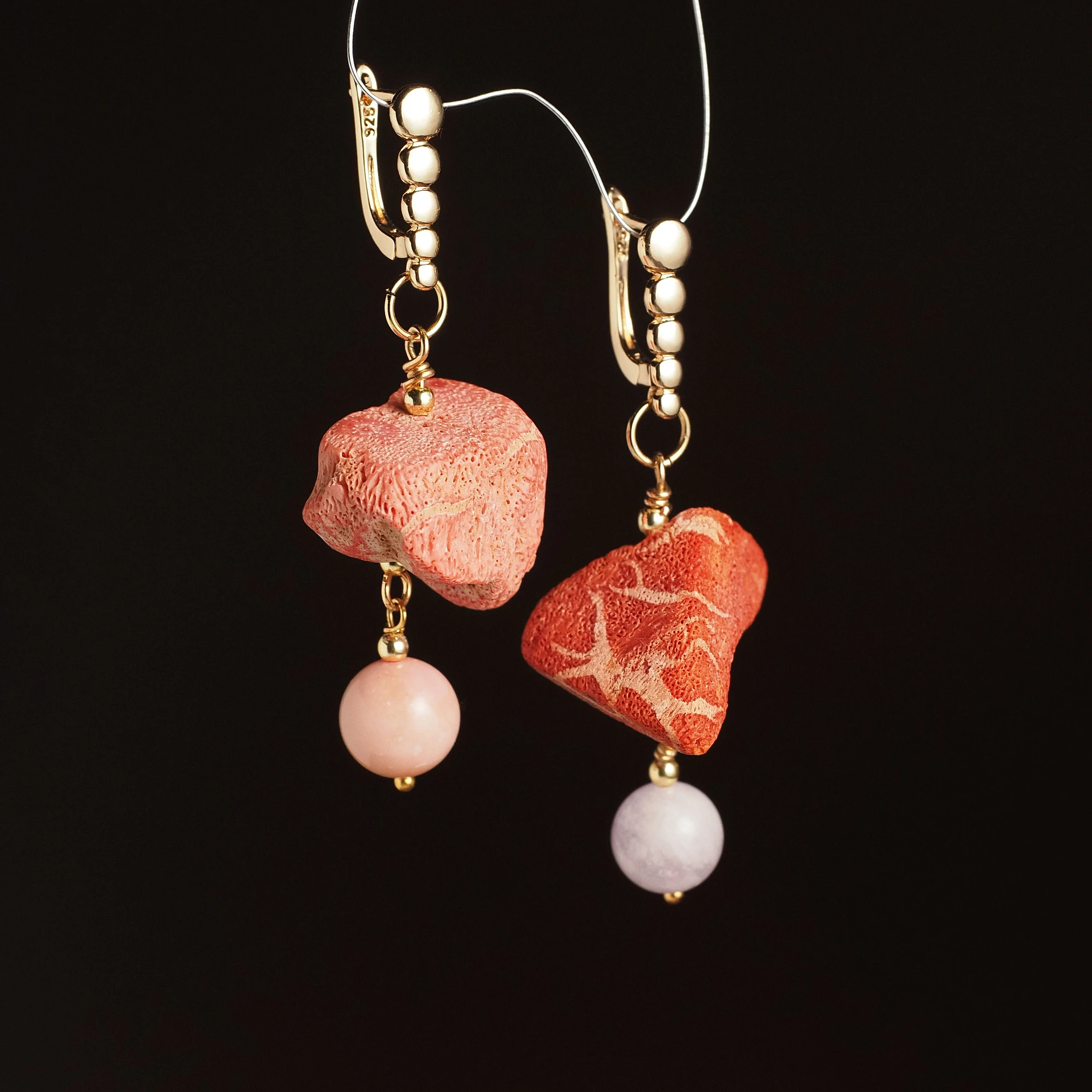 Серьги из Аметиста и Коралла