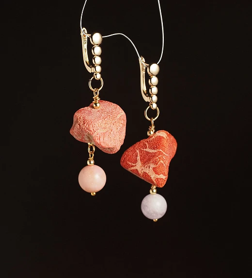 Серьги из Аметиста и Коралла