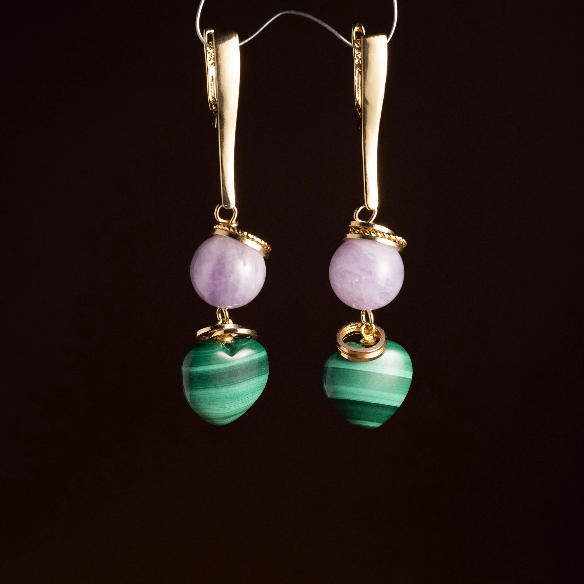 Серьги из Аметиста и Малахита