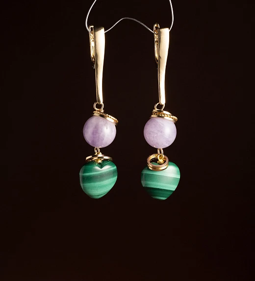 Серьги из Аметиста и Малахита