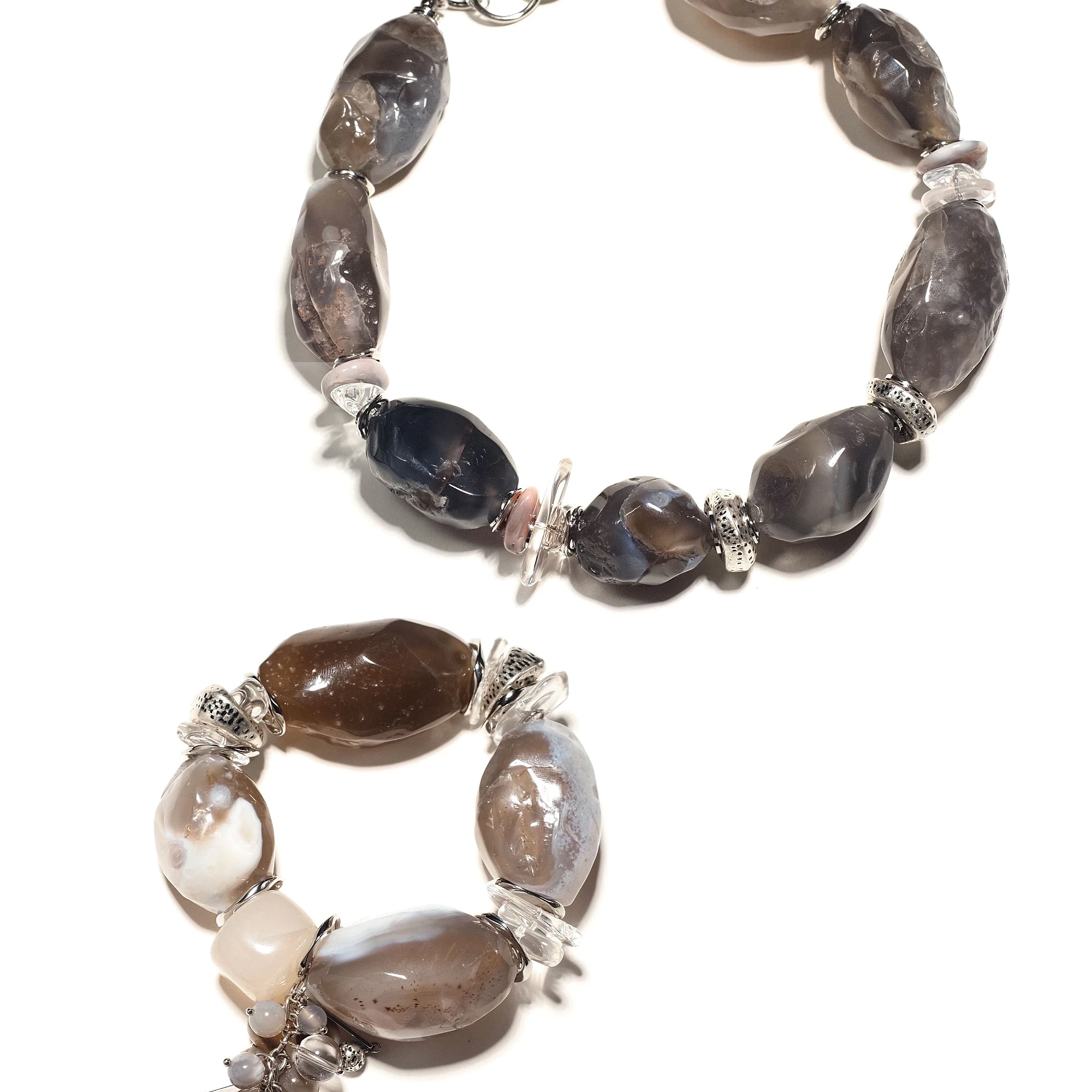 Чокер из Агата и Горного хрусталя женский