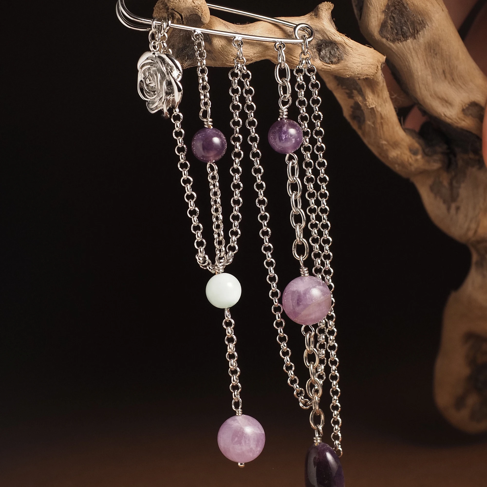 Булавочка из Аметиста и Диопсида