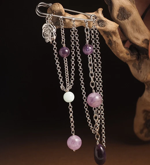 Булавочка из Аметиста и Диопсида