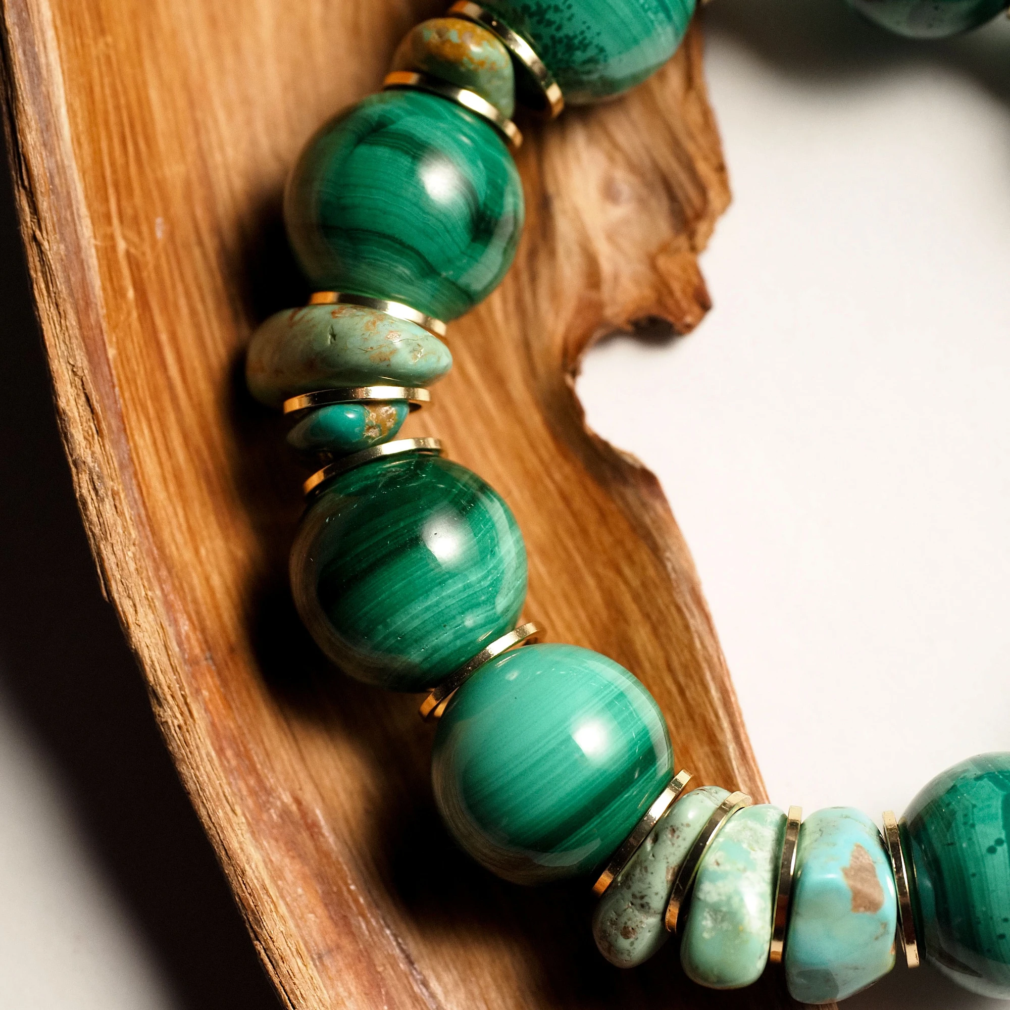 Браслет женский из Малахита и Бирюзы