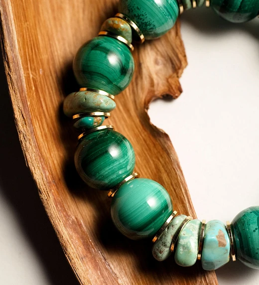 Браслет женский из Малахита и Бирюзы