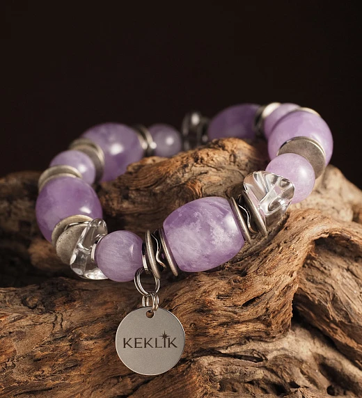Браслет женский из Аметиста и Горного хрусталя №2