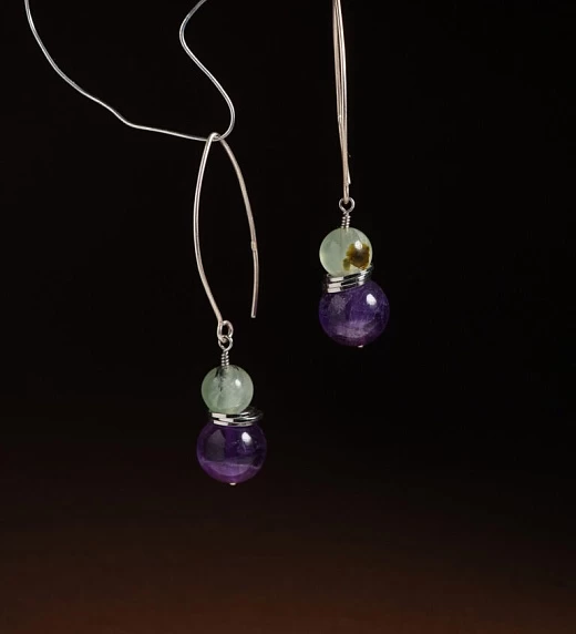 Серьги из Аметиста и Пренита