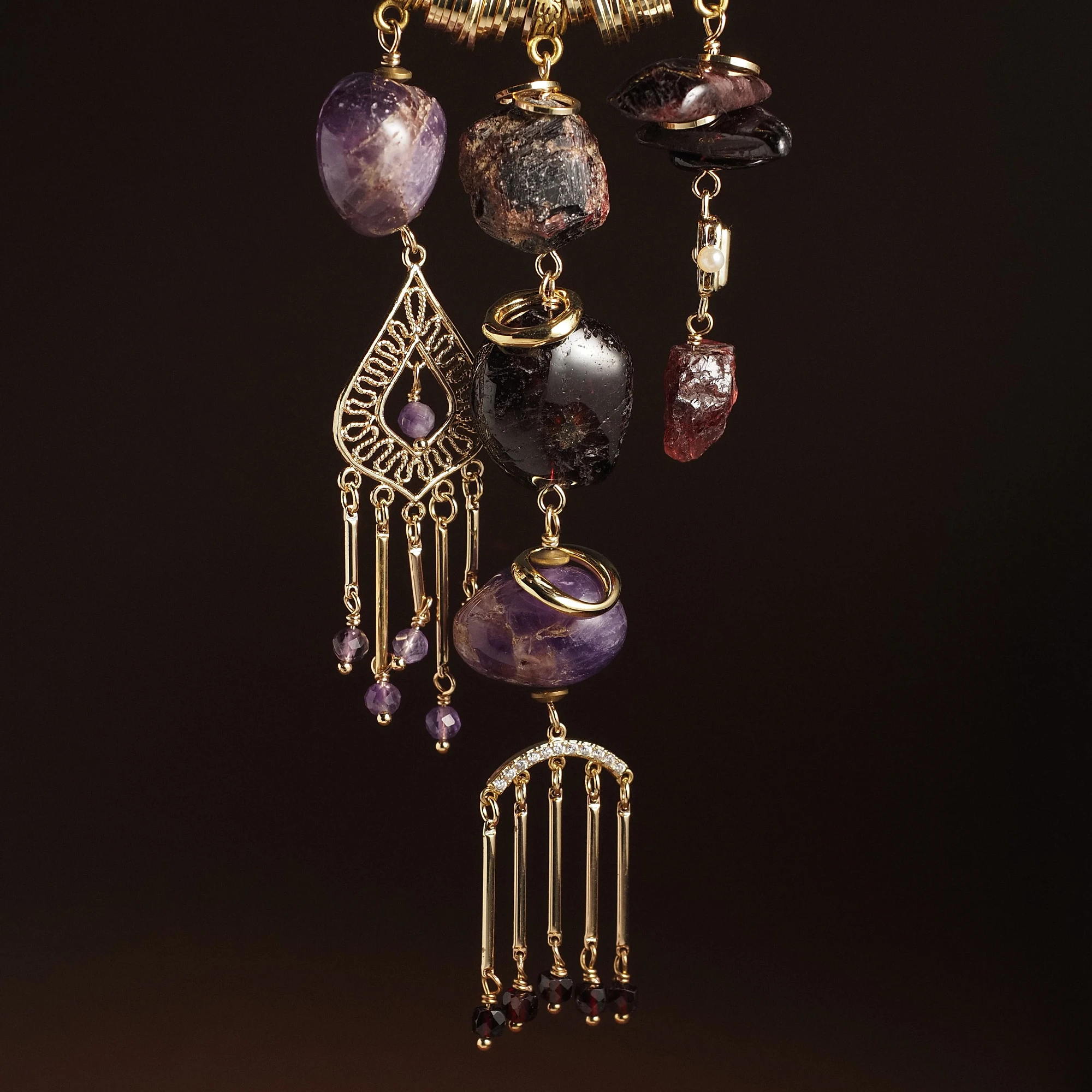 Подвеска в автомобиль/дом из Аметиста и Граната