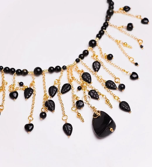 Чокер женский из Агата и Обсидиана