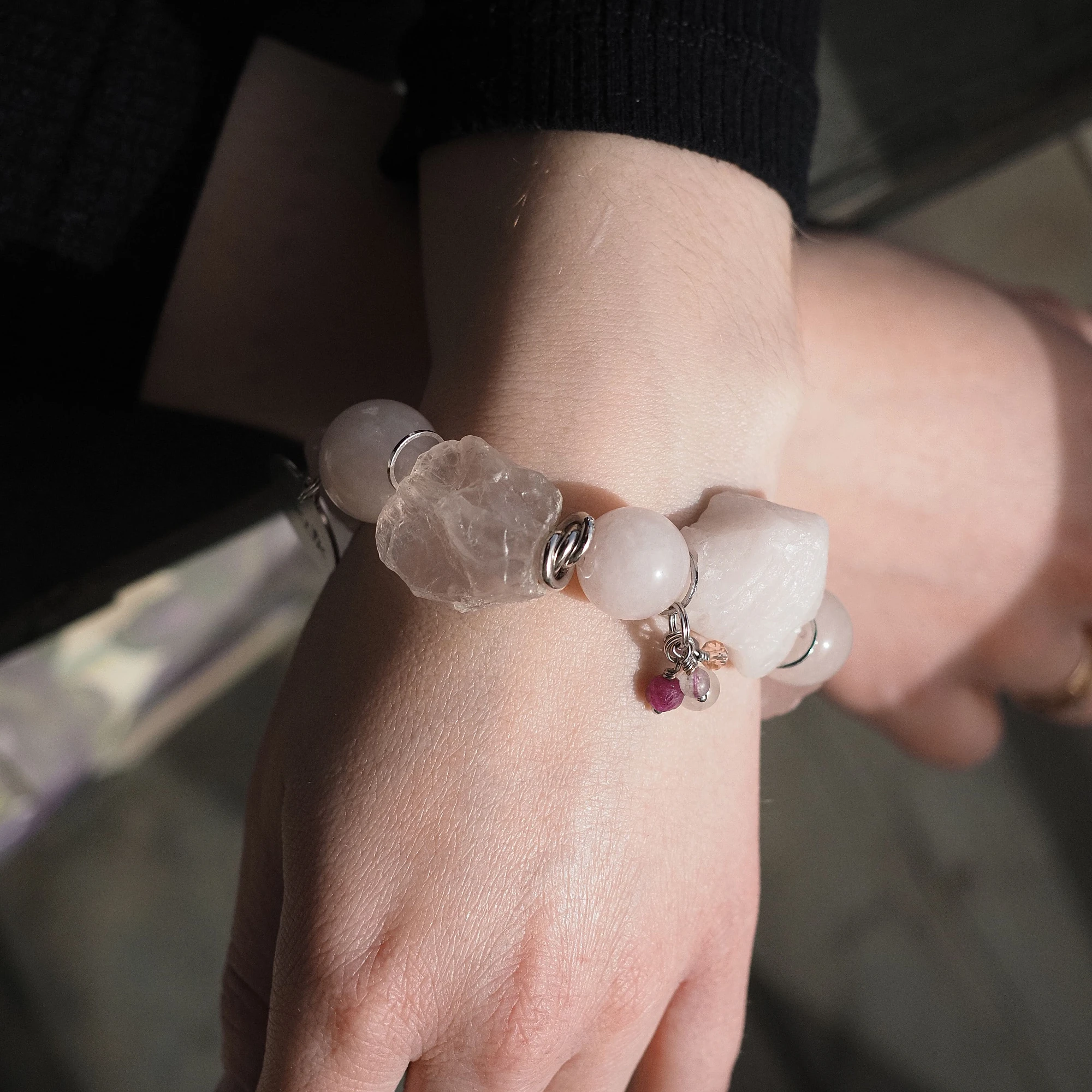Браслет женский из Розового кварца №8