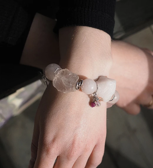 Браслет женский из Розового кварца №8