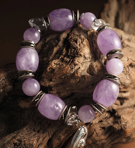 Браслет женский из Аметиста и Горного хрусталя №2