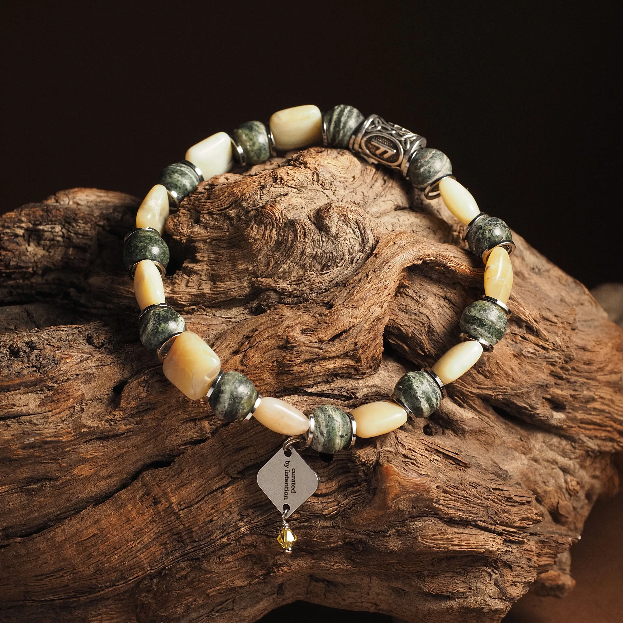 Браслет лаконичный из Опала и Хризотила