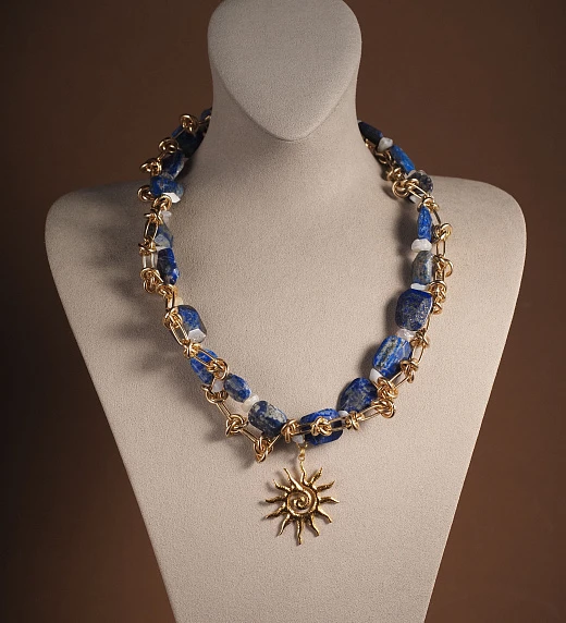Чокер женский из Лазурита и Сапфирина