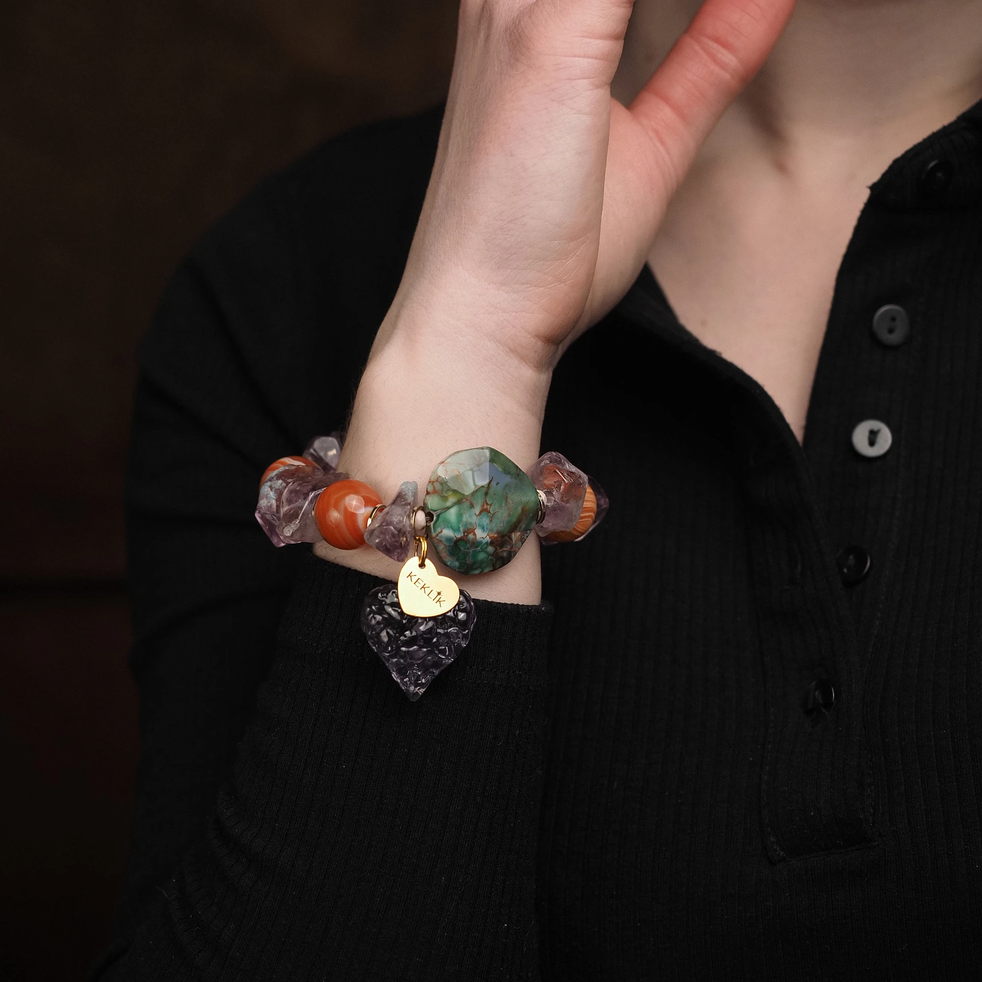 Браслет женский из Агата и Аметиста