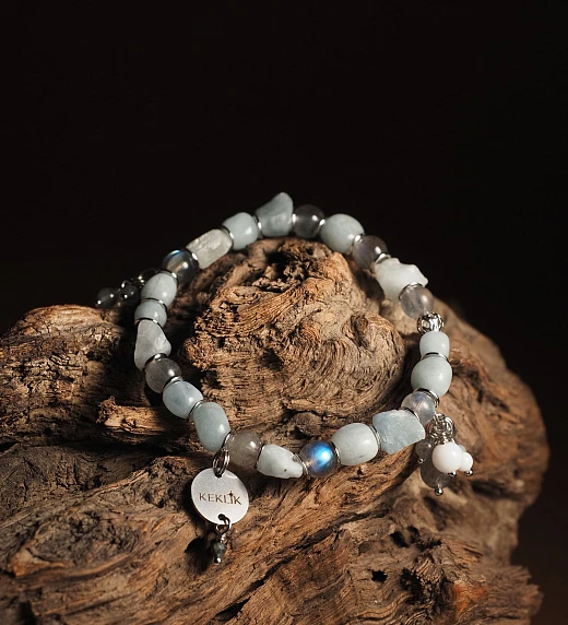 Браслет женский из Аквамарина и Лабрадора