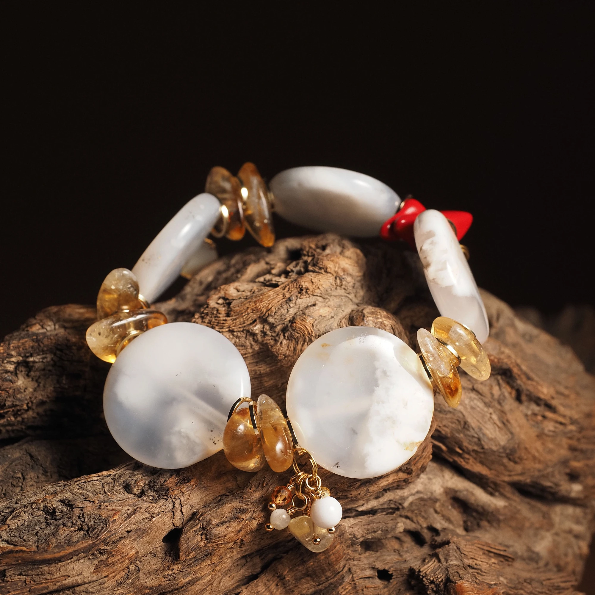 Браслет женский из Сакурового Агата и Цитрина